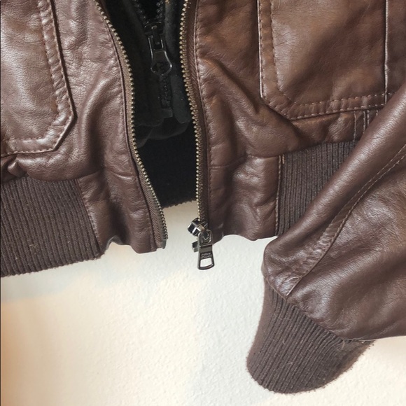 Foreign Exchange Faux Leather Jacket/Hoodie - Picture 6 of 8